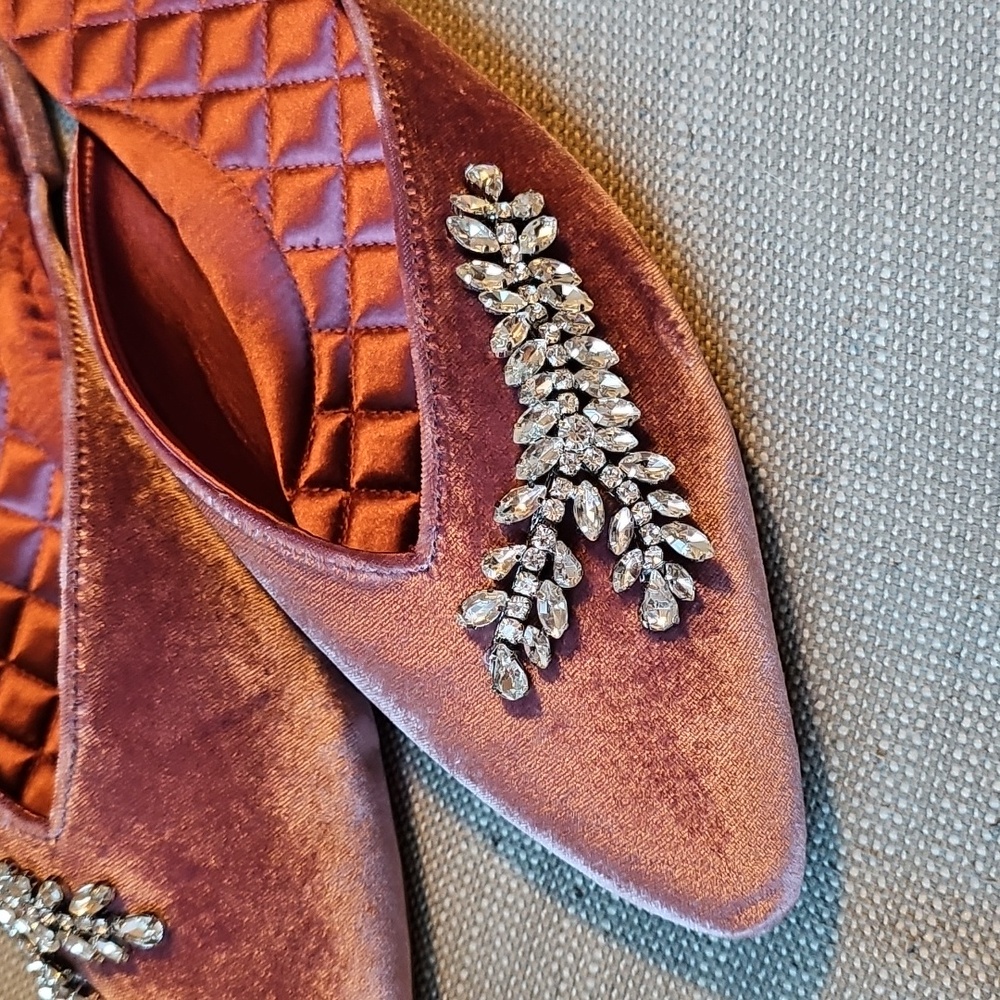 Birdies The Swan Raspberry Velvet Jeweled Mule - Picture 7 of 10